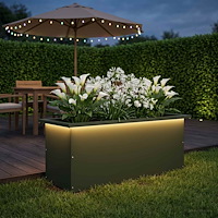 vidaXL Odlingslåda med LED Olivgrön 30 x 80 x 30 cm Stål