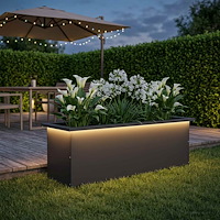 vidaXL Odlingslåda med LED Svart 30 x 100 x 30 cm Stål