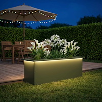 vidaXL Odlingslåda med LED Olivgrön 30 x 100 x 30 cm Stål