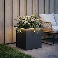 vidaXL Odlingslåda med LED Svart 40 x 40 x 40 cm Stål