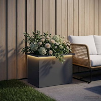 vidaXL Odlingslåda med LED Antracit 40 x 60 x 40 cm Stål