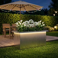 vidaXL Odlingslåda med LED Silver 30 x 60 x 30 cm Rostfritt stål