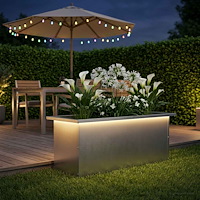vidaXL Odlingslåda med LED Silver 30 x 80 x 30 cm Rostfritt stål