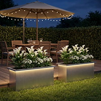 vidaXL Odlingslåda med LED 2 st Silver 30 x 80 x 30 cm Rostfritt stål