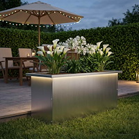 vidaXL Odlingslåda med LED Silver 30 x 80 x 30 cm Galvaniserat stål