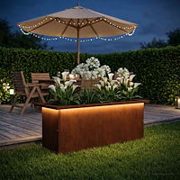vidaXL Odlingslåda med LED Rostig 30 x 80 x 30 cm Väderbeständig stål
