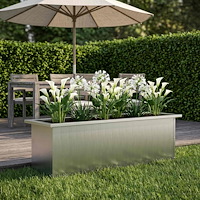 vidaXL Odlingslåda med LED Silver 30 x 100 x 30 cm Galvaniserat stål