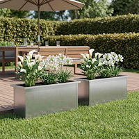 vidaXL Odlingslåda med LED 2 st Silver 30 x 100 x 30 cm