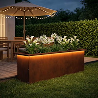 vidaXL Odlingslåda med LED Rostig 30 x 100 x 30 cm Väderbeständig stål