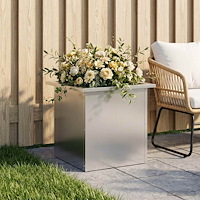 vidaXL Odlingslåda med LED Silver 40 x 40 x 40 cm Galvaniserat stål