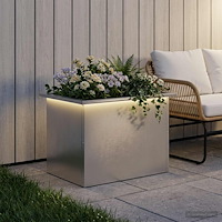 vidaXL Odlingslåda med LED Silver 40 x 60 x 40 cm Rostfritt stål
