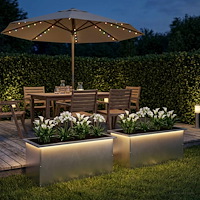 vidaXL Odlingslåda med LED 2 st Silver 40 x 80 x 40 cm Rostfritt stål