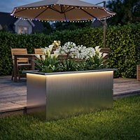 vidaXL Odlingslåda med LED Silver 40 x 80 x 40 cm Galvaniserat stål