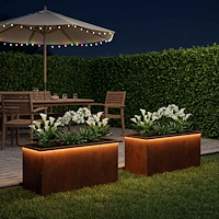 vidaXL Odlingslåda med LED 2 st Rostig 40 x 80 x 40 cm