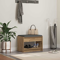 vidaXL Skobänk med kudde Artisan-ek 63 x 38 x 45 cm Konstruerat trä