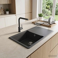 vidaXL Diskbänk med enkelho Granit 67 x 46 x 19 cm Grafit