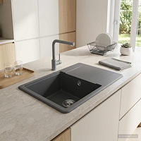 vidaXL Diskbänk med enkelho Granit 56 x 46 x 19 cm Grafit