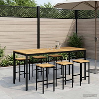 vidaXL Trädgård Bar Bord Vit och svart 196 x 80,5 x 105 cm