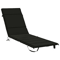 vidaXL Solstol Kudde GEMERT 100% Polyester Svart 200 x 50 x 3 cm