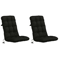 vidaXL 2-delade Höga Ryggstolsdynor VIANEN 100% Polyester Svart