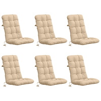 vidaXL 6-delade Höga Ryggstolsdynor VIANEN 100% Polyester Gräddvit