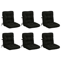 vidaXL 6-delade Höga Ryggstolsdynor VIANEN 100% Polyester Svart