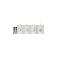 STAR TRADING Blockljus STAR T LED Advent vit 4/fp