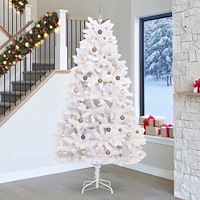 vidaXL Plast Hingad Julgran 270 cm 300 LED-lampor Varmvit PVC Vit