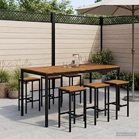 vidaXL Trädgård Bar Bord Naturlig och svart 196 x 100,5 x 105 cm