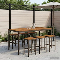 vidaXL Trädgård Bar Bord Naturlig och Kaffe 196 x 100,5 x 105 cm