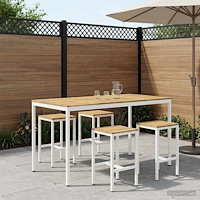vidaXL Trädgård Bar Bord Vit 196 x 100,5 x 105 cm Massivt Akaciaträ