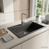 vidaXL Diskbänk enkelho Granit 79,5 x 50,5 x 20 cm Grafit
