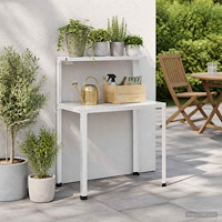 vidaXL Planteringsbord 100 x 50 x 104 cm Pulverlackerat stål Vit