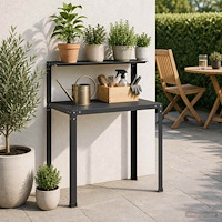 vidaXL Planteringsbord 80 x 50 x 104 cm Pulverlackerat stål Svart