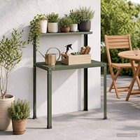 vidaXL Planteringsbord 80 x 50 x 104 cm Pulverlackerat stål Olivgrön