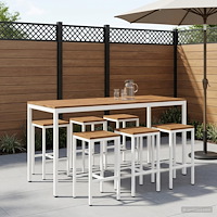 vidaXL Trädgård Bar Bord Naturlig och vit 196 x 80,5 x 105 cm