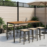 vidaXL Trädgård Bar Bord Naturlig och Kaffe 196 x 80,5 x 105 cm
