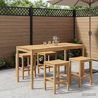vidaXL Trädgård Bar Bord Vit 196 x 80,5 x 105 cm Massivt Akaciaträ