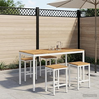 vidaXL Trädgård Bar Bord Vit 180 x 88,5 x 105 cm Massivt Akaciaträ