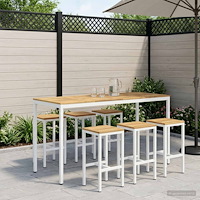 vidaXL Trädgård Bar Bord NAARDEN Vit 196 x 80,5 x 105 cm