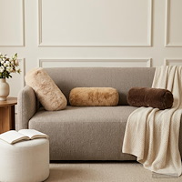 vidaXL Kuddöverdrag 6 st HEERLEN Gräddvit Ø 15 x 40 cm Faux Kaninpäls