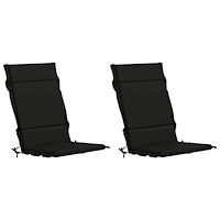 vidaXL 2-delade Höga Ryggstolsdynor GEMERT 2 st 100% Polyester Svart