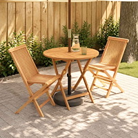 vidaXL 3-delad hopfällbar trädgårdsbistro-set Naturlig Massivt teakträ