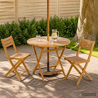 vidaXL Hopfällbart trädgårdsbord Naturlig Ø 90 x 75 cm Massivt teakträ