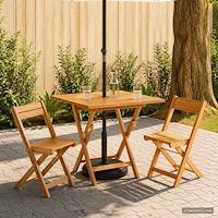 vidaXL Hopfällbart trädgårdsbord Naturlig 90 x 90 x 75 cm