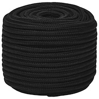 vidaXL Mångsidigt bruksrep 12 mm 50 m Svart Polyester