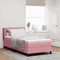 vidaXL Bäddfjäder med huvudgavel Rosa 200 x 90 cm Sammet