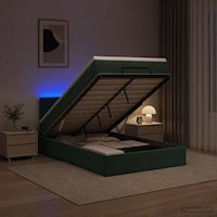 vidaXL Ottoman-säng med madrass och LED Mörkgrön 120 x 200 cm Sammet