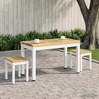 vidaXL Kaffeebord Vit 60,5 x 30 x 36 cm Massivt Akaciaträ