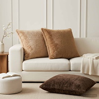 vidaXL Kuddöverdrag 2 st HOUTEN Taupe 65 x 65 cm Faux Kaninpäls
